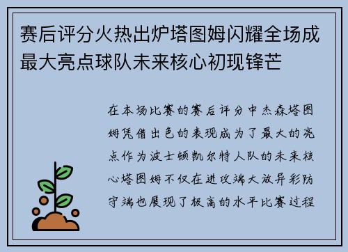 赛后评分火热出炉塔图姆闪耀全场成最大亮点球队未来核心初现锋芒