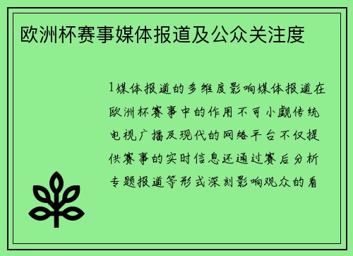 欧洲杯赛事媒体报道及公众关注度